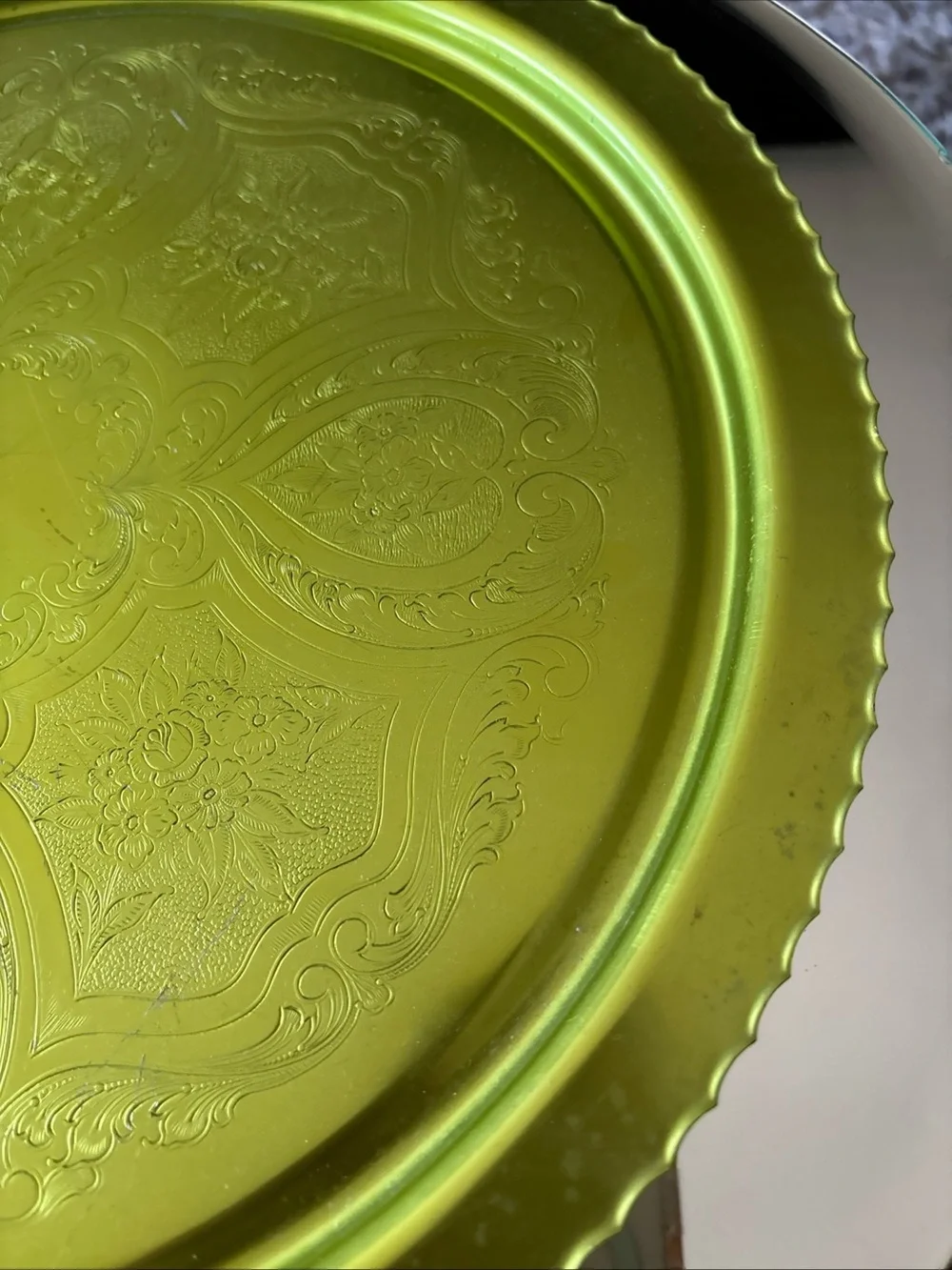 1950’s60’s Vintage Green Anodized Aluminum Serving Tray